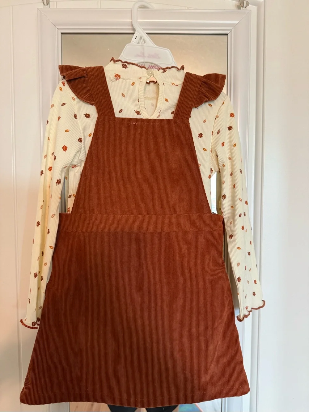 Little Lass Toddler Girl Rust Corduroy Jumper/Dress Thanksgiving Fall — 4T